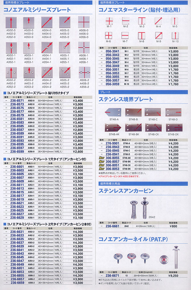 境界用表示プレート・プレート・境界用表示用品